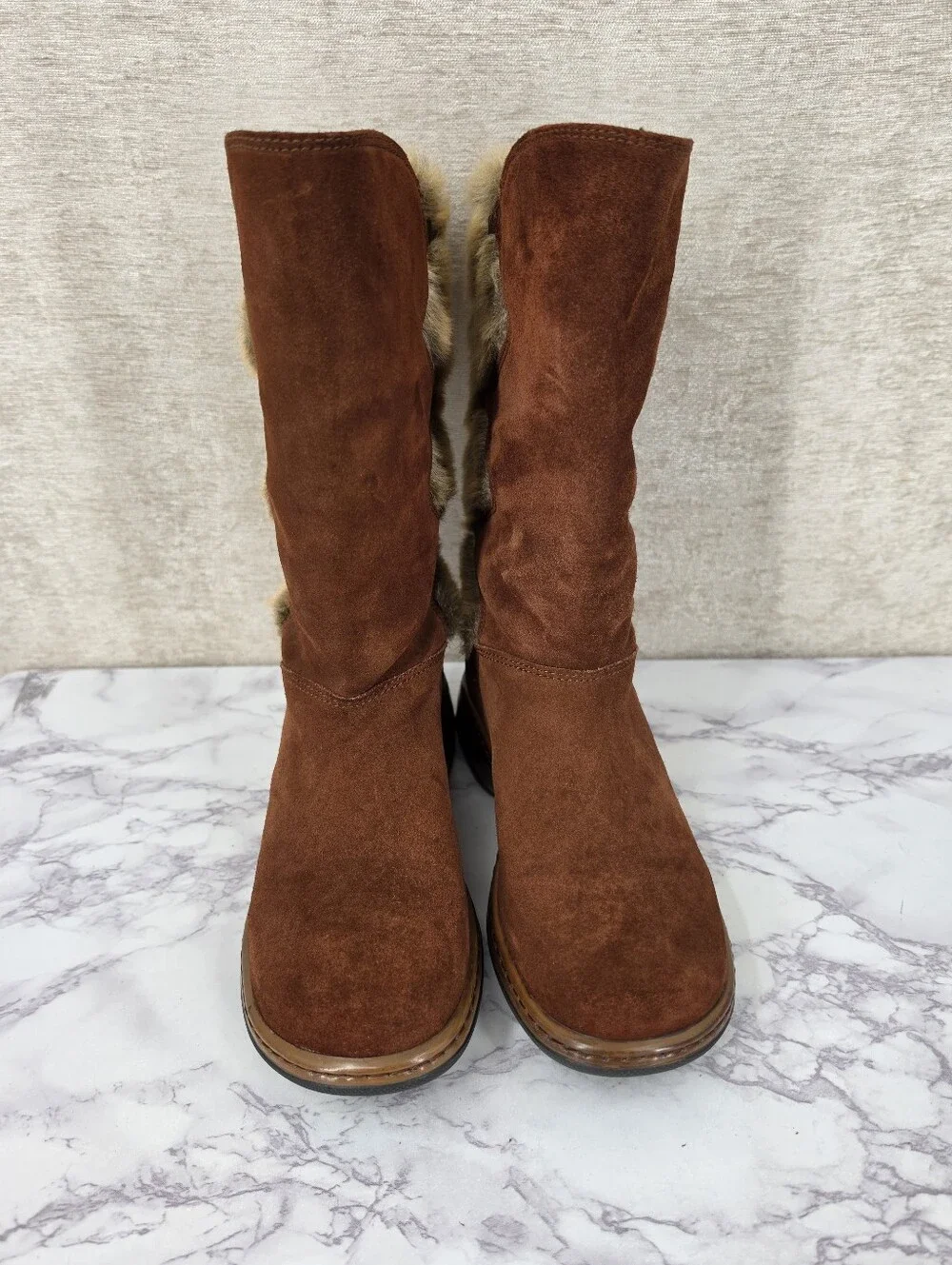 Dansko Fyodora Boot Brown Suede Mid-calf Winter Boots Faux Fur Boho Embroidered